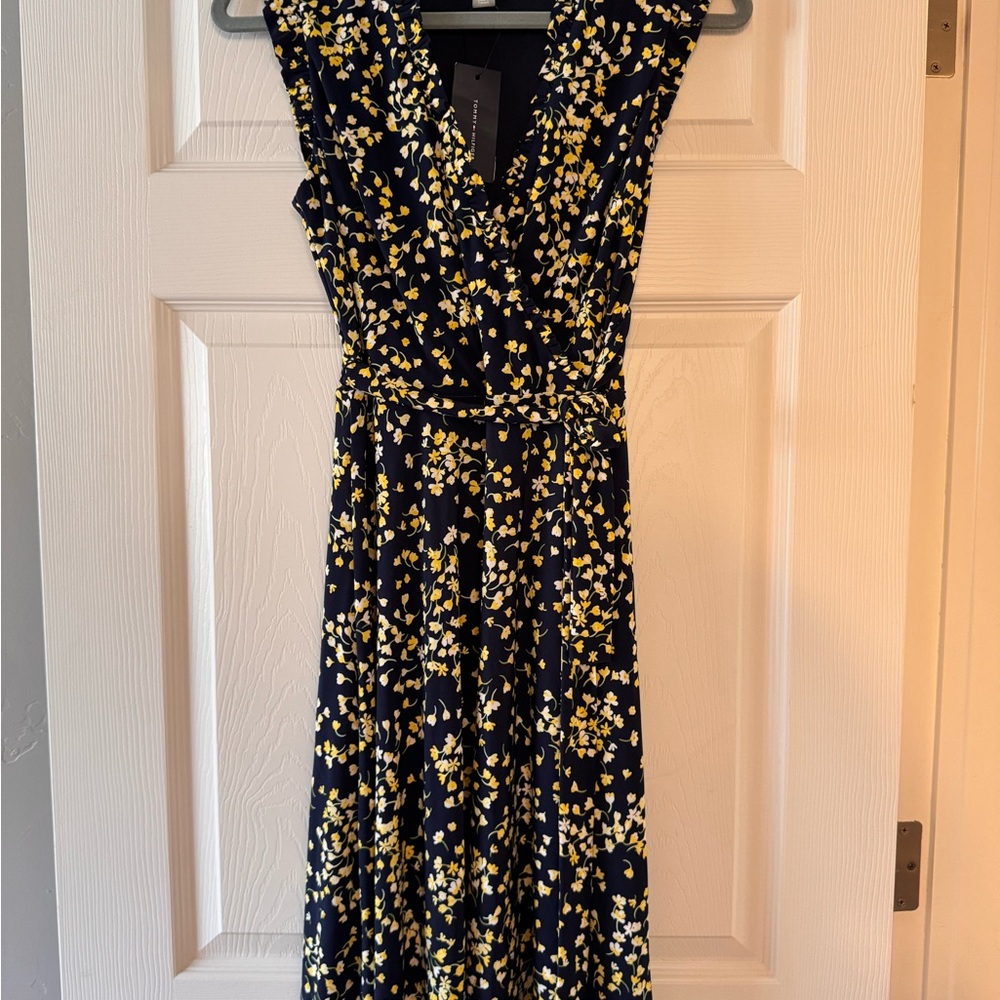 Tommy Hilfiger Navy and Yellow Floral Maxi Dress
